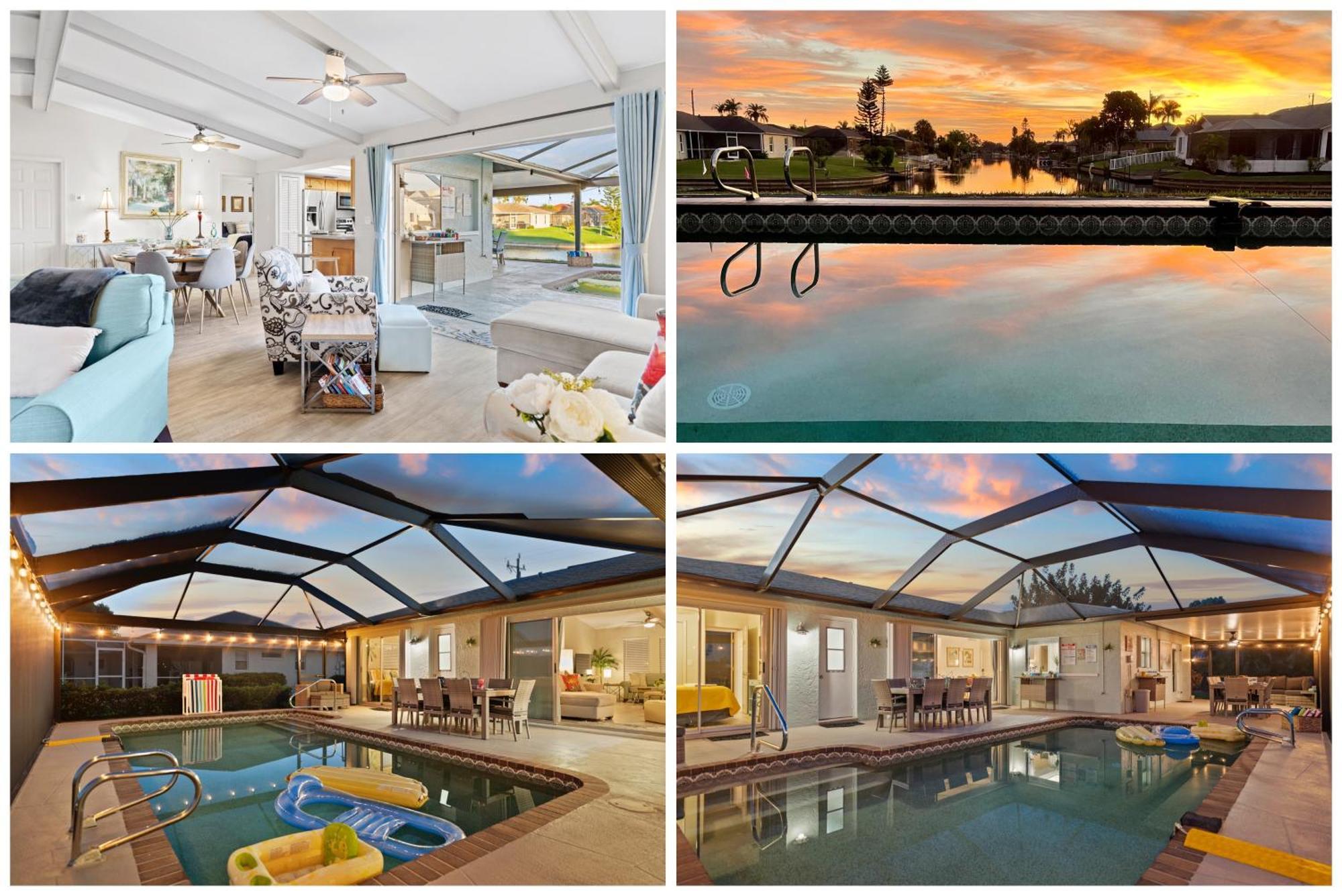 Serenity Waterfront Villa With King Suite, Private Pool, Great Lanai Enclosure And Long Water Views كيب كورال المظهر الخارجي الصورة